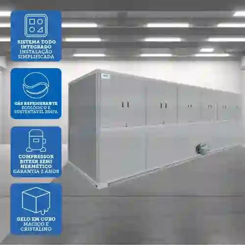 MÁQUINA DE GELO INDUSTRIAL CUBO IC100 – ATÉ 10.000 KG/DIA