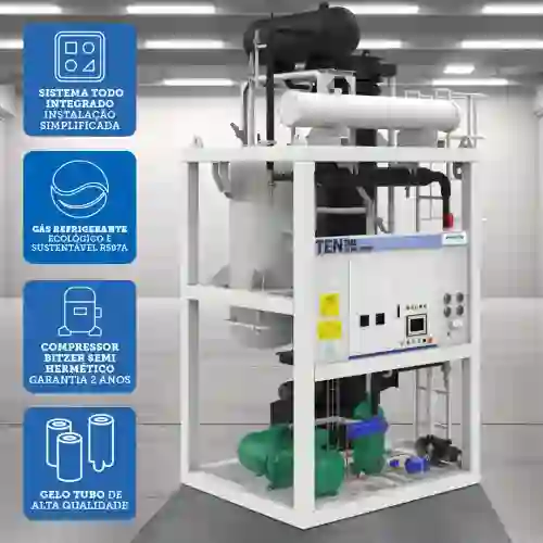 MÁQUINA DE GELO INDUSTRIAL TUBO IT100 – ATÉ 10.000 KG/DIA