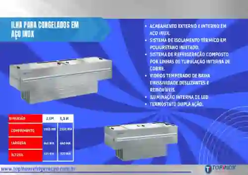 ILHA PARA CONGELADOS EM AÇO INOX