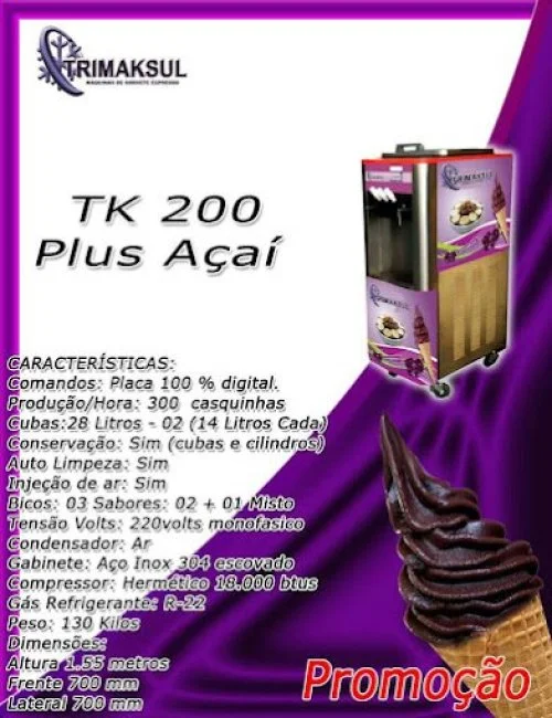 MAQUINA DE SORVETE EXPRESSO E AÇAI 